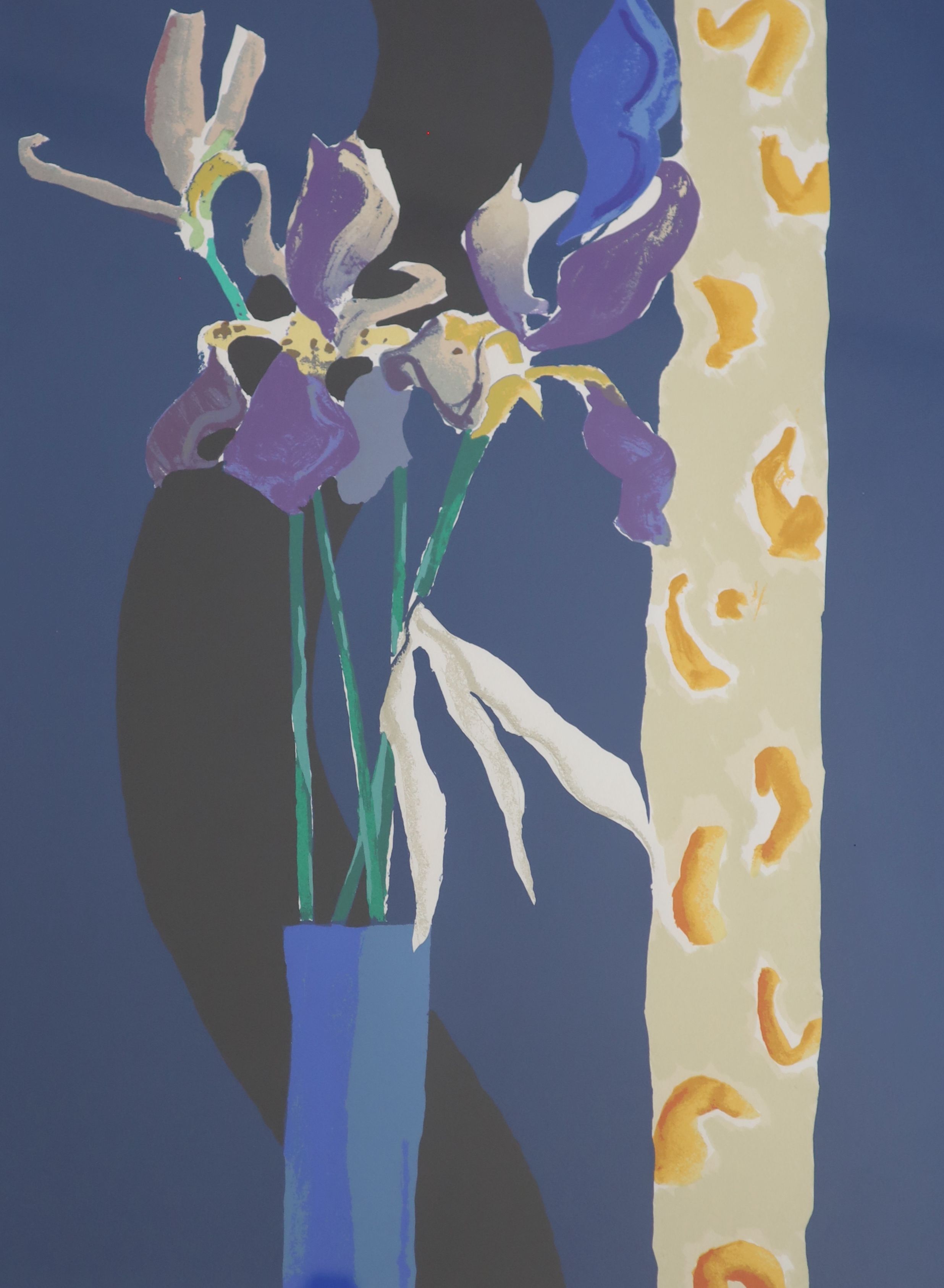 Donald Hamilton Fraser, artist's proof silkscreen, Irises, signed and dated '79 and inscribed AP, XV/XX, 64 x 50cm